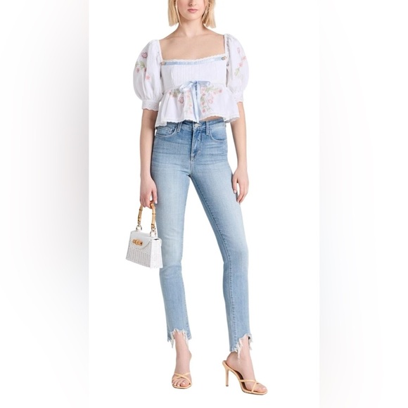 L’AGENCE Bowen High Rise Skinny Jeans Women’s Size 27 Light Wash Frayed Hem - Picture 1 of 3